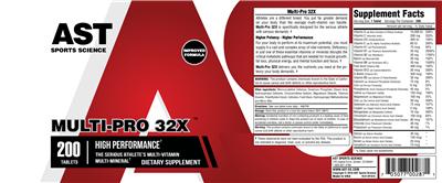 Photo of the AST Sports Science Multi-Pro 32X label