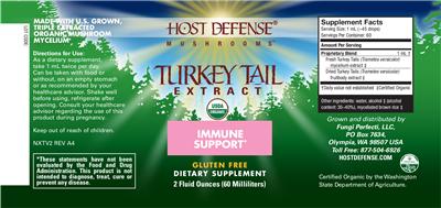 Photo of the Host Defense Mushrooms Turkey Tail Extract label
