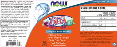 Photo of the NOW Kid's Chewable DHA Fruit Flavor label