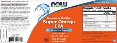 Photo of the NOW Super Omega EPA label