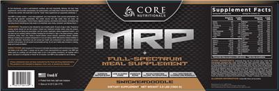 Photo of the Core Nutritionals MRP Snickerdoodle label