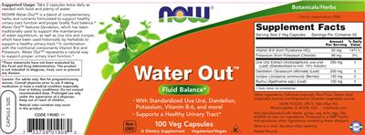 Photo of the NOW Water Out label