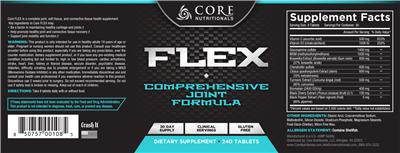 Photo of the Core Nutritionals Flex label