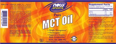 Photo of the NOW Sports Pure MCT Oil label