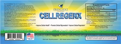 Photo of the Prescient Pharma Cellregenx label