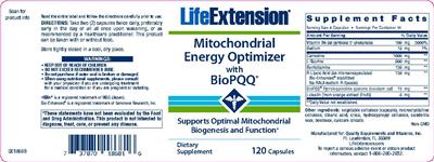 Photo of the Life Extension Mitochondrial Energy Optimizer with BioPQQ label