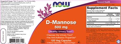 Photo of the NOW D-Mannose label