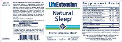 Photo of the Life Extension Natural Sleep label