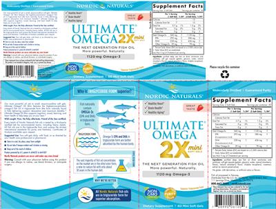 Photo of the Nordic Naturals Ultimate Omega 2X Mini Softgels Strawberry label