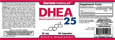 Photo of the Jarrow Formulas DHEA 25 mg label
