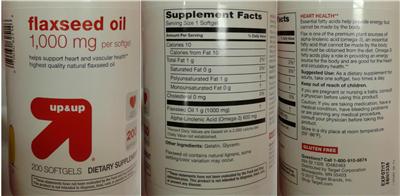 Photo of the up&up Flaxseed Oil 1,000 mg label