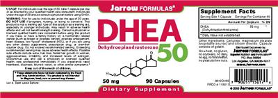 Photo of the Jarrow Formulas DHEA 50 mg label