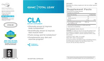 Photo of the GNC Total Lean CLA label