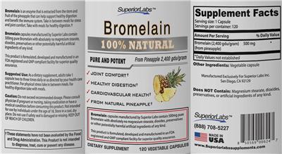 Photo of the SuperiorLabs Bromelain label