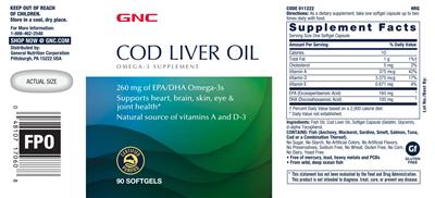Photo of the GNC Cod Liver Oil label