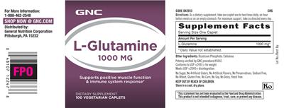 Photo of the GNC L-Glutamine 1000 mg label