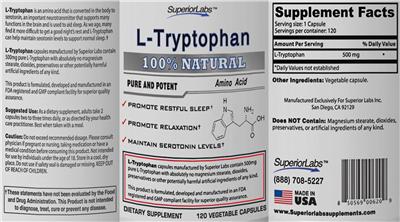 Photo of the SuperiorLabs L-Tryptophan label