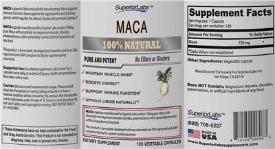 Photo of the SuperiorLabs Maca label