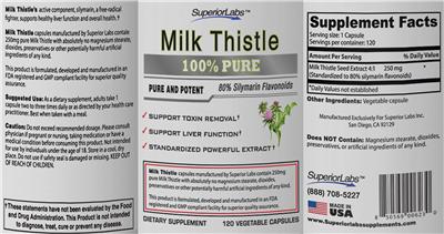 Photo of the SuperiorLabs Milk Thistle label