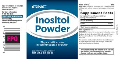 Photo of the GNC Inositol Powder label