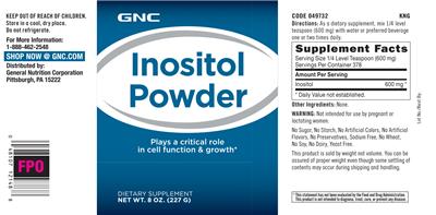Photo of the GNC Inositol Powder label