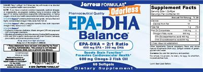 Photo of the Jarrow Formulas EPA-DHA Balance label