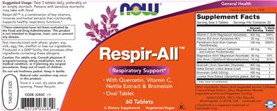 Photo of the NOW Respir-All label