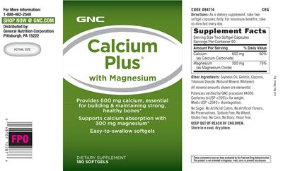 Photo of the GNC Calcium Plus With Magnesium label
