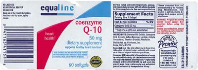 Photo of the Equaline Coenzyme Q-10 50 mg label