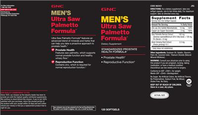 Photo of the GNC Men's Ultra Saw Palmetto Formula label