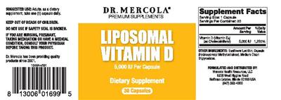 Photo of the Dr. Mercola Liposomal Vitamin D label