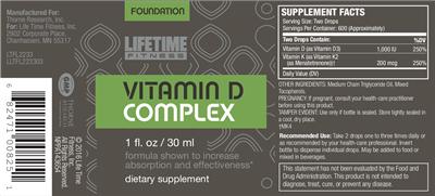 Photo of the Life Time Fitness Vitamin D Complex label