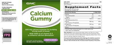 Photo of the GNC Calcium Gummy Fruit & Cream label