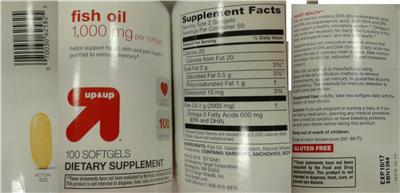 Photo of the up&up Fish Oil 1,000 mg label