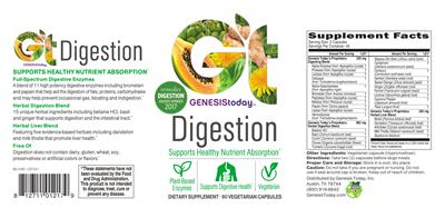 Photo of the GT Genesis Today Digestion label