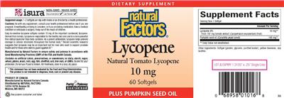 Photo of the Natural Factors Lycopene 10 mg label