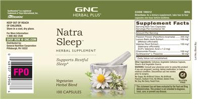 Photo of the GNC Herbal Plus Natra Sleep label