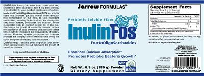 Photo of the Jarrow Formulas Prebiotic Soluble Fiber InulinFos label