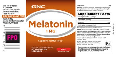 Photo of the GNC Melatonin 1 mg Cherry label