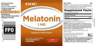 Photo of the GNC Melatonin 1 mg Cherry label
