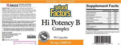 Photo of the Natural Factors Hi Potency B Complex label
