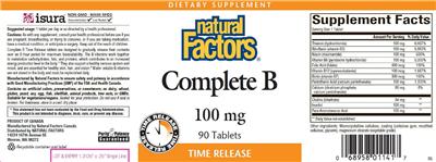 Photo of the Natural Factors Complete B 100 mg label