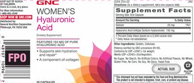 Photo of the GNC Women's Hyaluronic Acid label