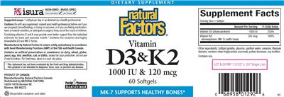 Photo of the Natural Factors Vitamin D3 & K2 label