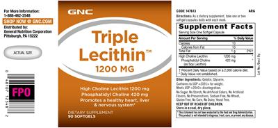 Photo of the GNC Triple Lecithin 1200 mg label
