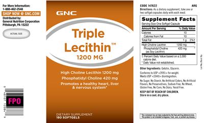 Photo of the GNC Triple Lecithin 1200 mg label