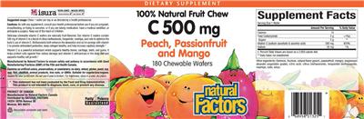 Photo of the Natural Factors C 500 mg label