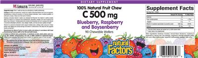 Photo of the Natural Factors C 500 mg label