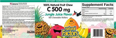 Photo of the Natural Factors C 500 mg Jungle Juice Flavor label