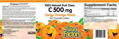 Photo of the Natural Factors C 500 mg Tangy Orange Flavor label